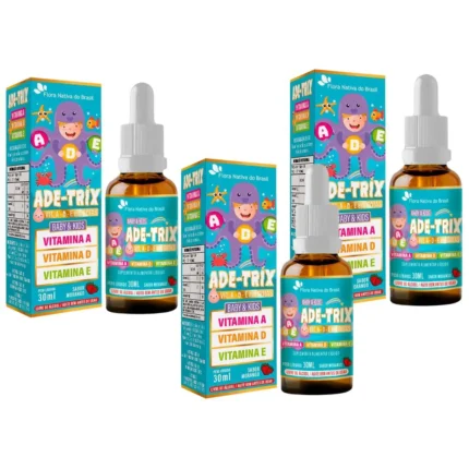 3x Ade-trix Kids (vitamina A, D e E) Sabor Morango 30ml Flora Nativa