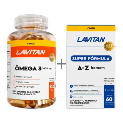 Kit Lavitan Polivitamínico Super Fórmula A-Z Homem 60 comprimidos + Ômega 3 120 cápsulas