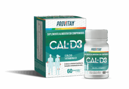 Cálcio + Vitamina D3 Provitan 1000 mg – 60 Cápsulas para Saúde Óssea